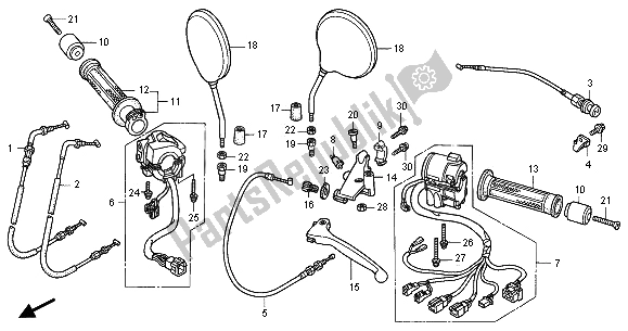 All parts for the Switch Cable of the Honda CB 1100 SF 2001