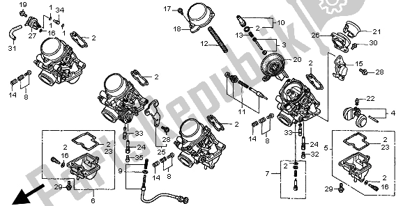 Toutes les pièces pour le Carburateur (composants) du Honda CB 600F Hornet 1998