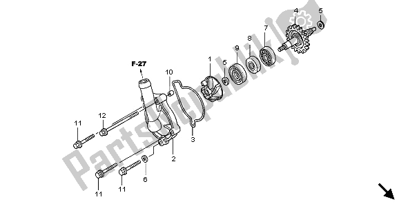 All parts for the Water Pump of the Honda CRF 250X 2009