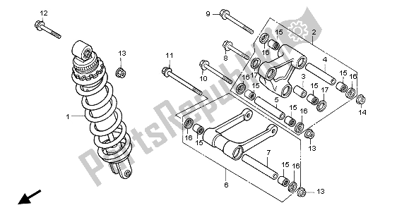 All parts for the Rear Cushion of the Honda XL 600V Transalp 1996