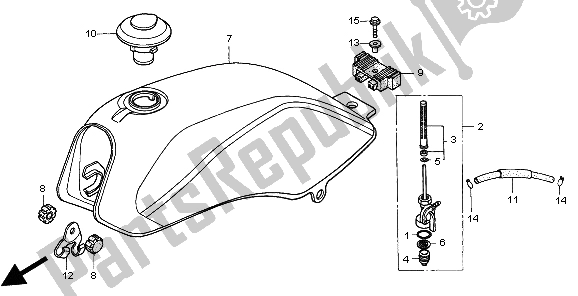 All parts for the Fuel Tank of the Honda CG 125 1998