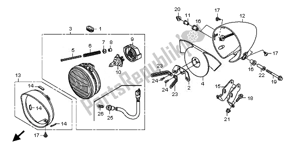 Tutte le parti per il Faro (eu) del Honda VT 1300 CXA 2010