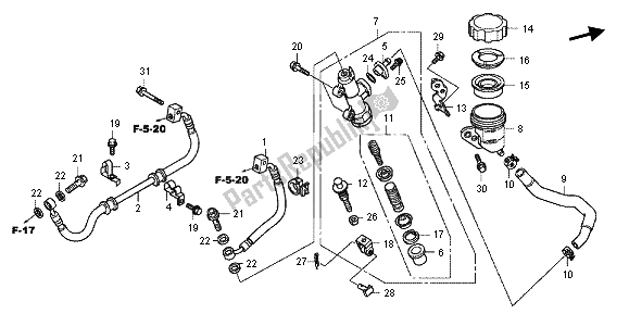 Todas as partes de Rr. Cilindro Mestre De Freio do Honda CB 1100A 2013