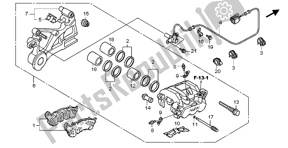 All parts for the Rear Brake Caliper of the Honda CBF 1000A 2006