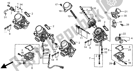Tutte le parti per il Carburatore (parti Componenti) del Honda CB 600F2 Hornet 2000