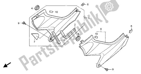 All parts for the Side Cover of the Honda CB 600F Hornet 2003