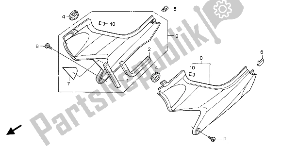 Tutte le parti per il Coperchio Laterale del Honda CB 600F Hornet 2003