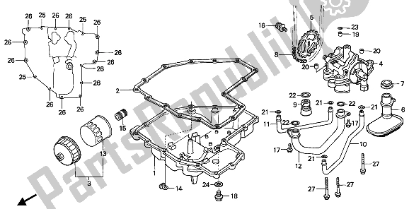 All parts for the Oil Pump & Oil Pan & Oil Filter of the Honda CBR 1000F 1993