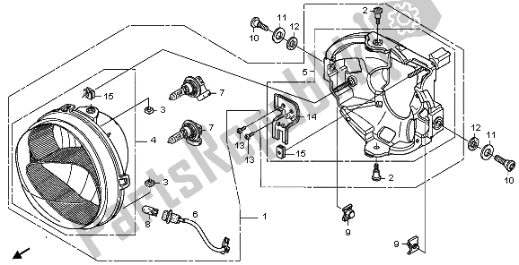 All parts for the Headlight (eu) of the Honda XL 700 VA Transalp 2009