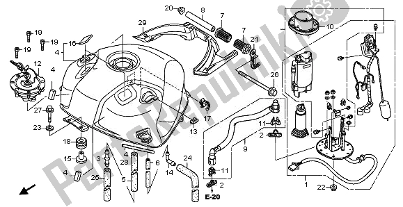 All parts for the Fuel Tank of the Honda NT 700V 2008