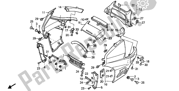 Tutte le parti per il Cappuccio del Honda NX 650 1988