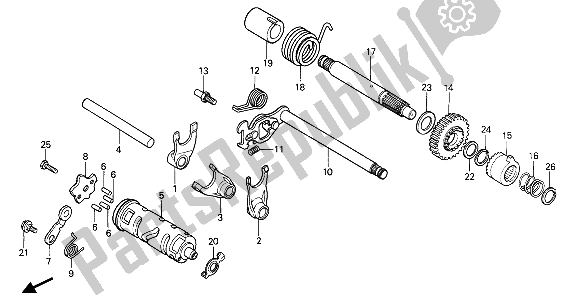 Todas las partes para Tambor De Cambio De Marchas de Honda XR 80R 1986