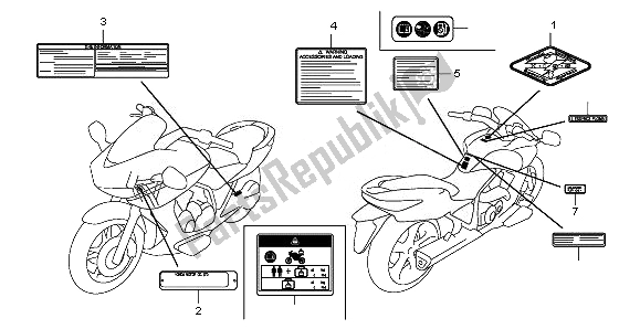 All parts for the Caution Label of the Honda NSA 700A 2008