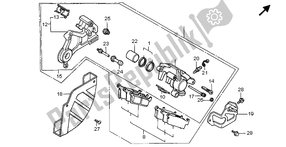 All parts for the Rear Brake Caliper of the Honda CR 500R 1997