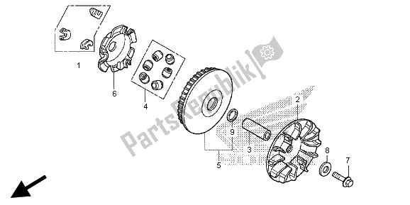 All parts for the Drive Face of the Honda SH 300A 2013