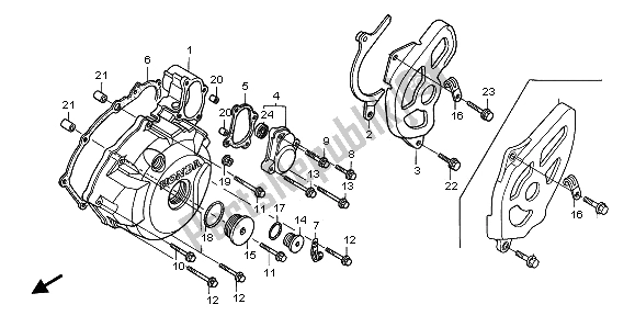 All parts for the Left Crankcase Cover of the Honda TRX 400 EX Sportrax 2002