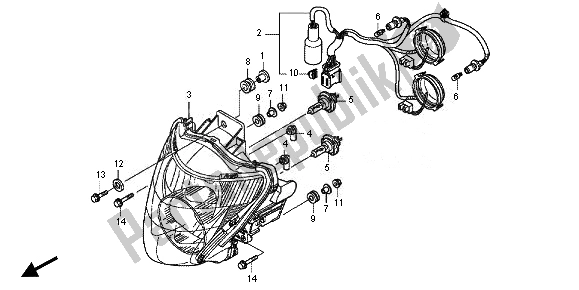 Alle onderdelen voor de Koplamp (eu) van de Honda VFR 800X 2011