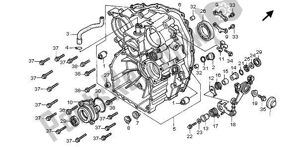 All parts for the Rear Case of the Honda GL 1500A 1996