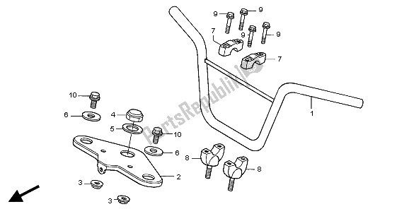 All parts for the Handle Pipe & Top Bridge of the Honda XR 70R 1997