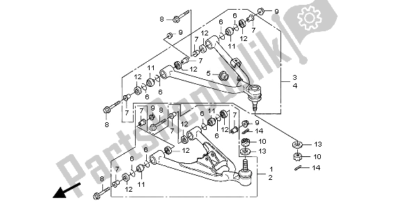 All parts for the Front Arm of the Honda TRX 450 ER Sportrax 2009