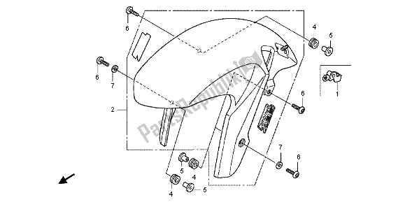 All parts for the Front Fender of the Honda CB 1000 RA 2012