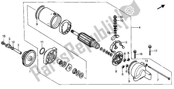 All parts for the Starting Motor of the Honda CBR 1000F 1988