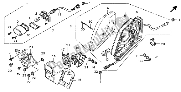 All parts for the Taillight of the Honda VT 750C 2009
