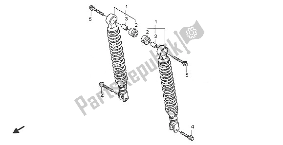 All parts for the Rear Cushion of the Honda SH 125 2005