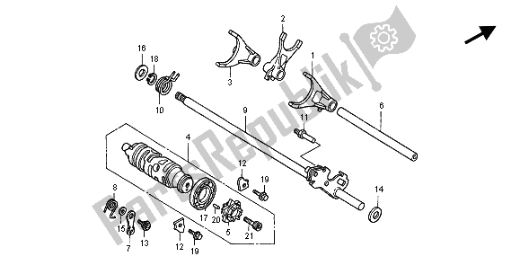 All parts for the Gearshift Drum of the Honda CB 1100 SF 2001