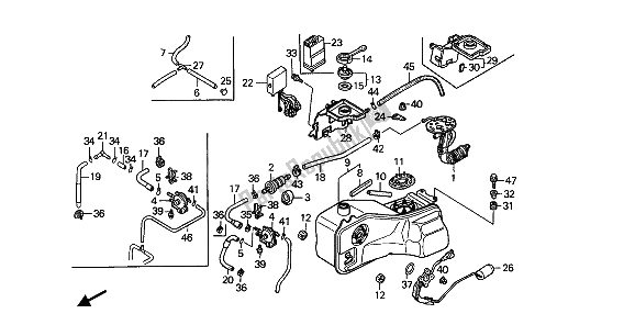 Tutte le parti per il Serbatoio Carburante E Pompa Carburante del Honda GL 1500 1989