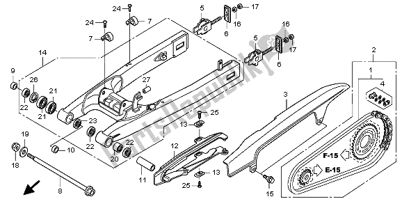 All parts for the Swingarm of the Honda CBF 1000S 2009