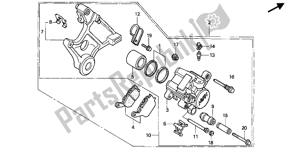 All parts for the Rear Brake Caliper of the Honda CBR 900 RR 1994