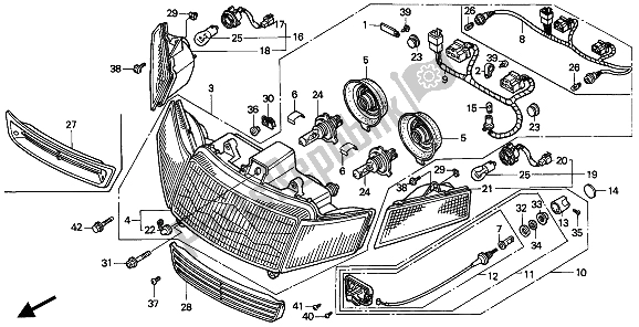 Todas as partes de Farol (eu) do Honda GL 1500 SE 1994