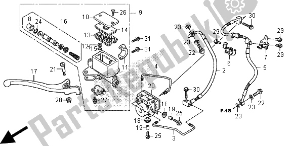 Todas as partes de Cilindro Mestre Do Freio Dianteiro (abs) do Honda SH 300A 2013