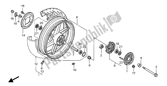 All parts for the Rear Wheel of the Honda CB 750F2 1995