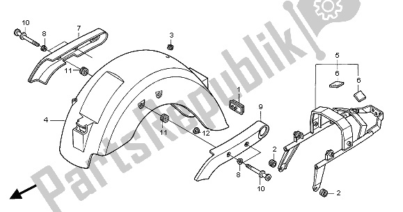 Tutte le parti per il Parafango Posteriore del Honda VT 125C2 2001