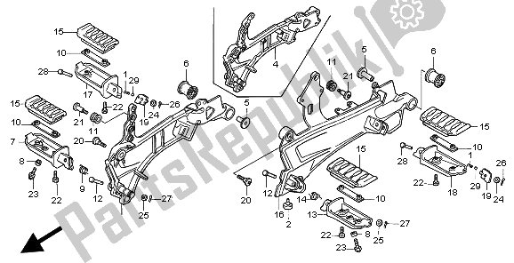 All parts for the Step of the Honda ST 1100A 1997