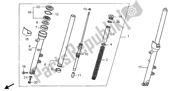 All parts for the Front Fork of the Honda CBF 1000A 2007