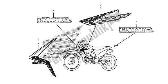 All parts for the Stripe & Mark of the Honda CRF 110F 2014