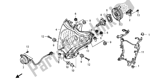 Tutte le parti per il Faro del Honda CB 1000 RA 2012