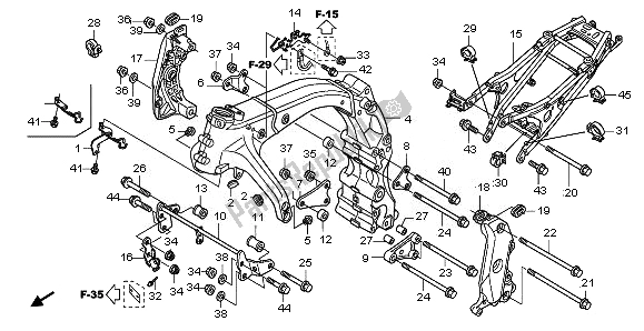 Alle onderdelen voor de Frame Lichaam van de Honda CB 600 FA Hornet 2011