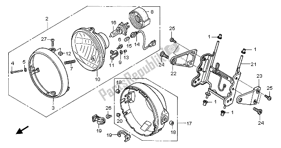 All parts for the Headlight (eu) of the Honda CB 1300F 2003