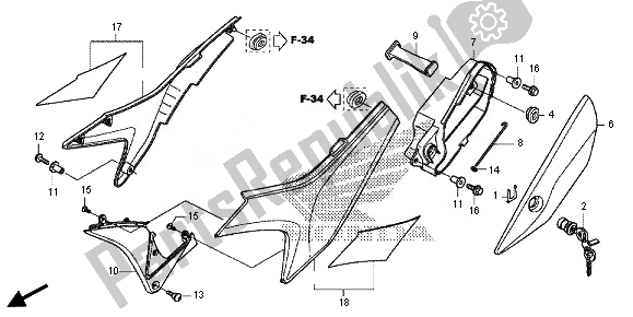 All parts for the Side Cover of the Honda CRF 250M 2014