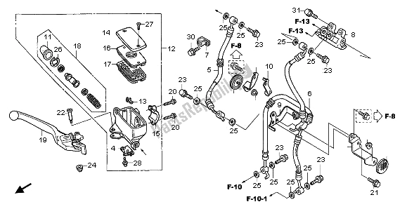 All parts for the Fr. Brake Master Cylinder of the Honda NT 700V 2009