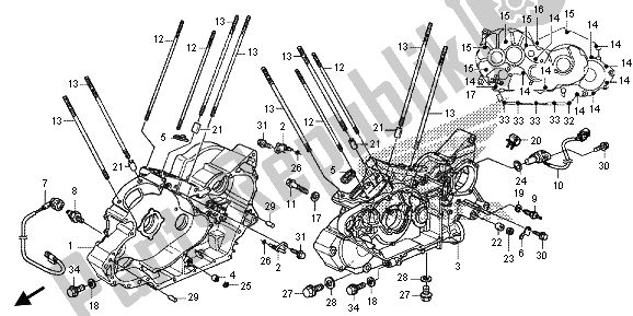 All parts for the Crankcase of the Honda VT 1300 CXA 2013