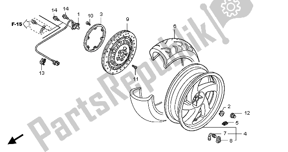 All parts for the Rear Wheel of the Honda GL 1800A 2002