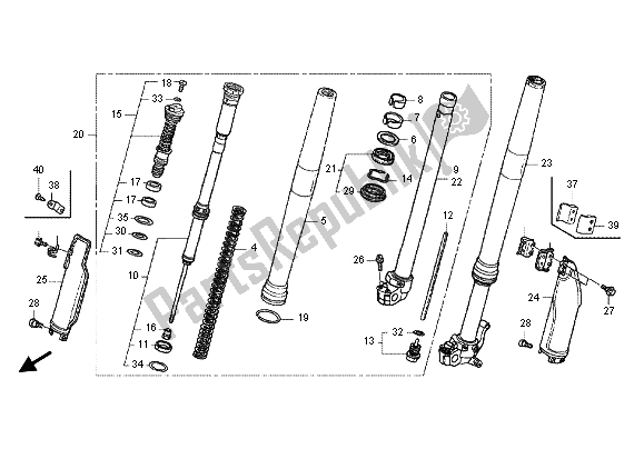 Alle onderdelen voor de Voorvork van de Honda CRF 250X 2012