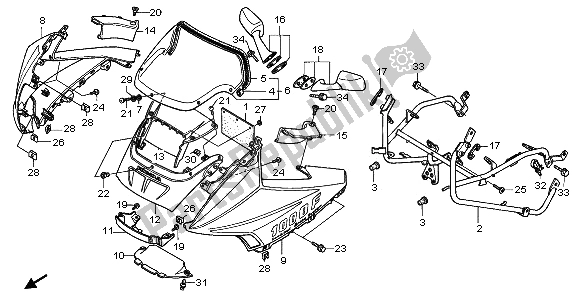 All parts for the Upper Cowl of the Honda CBR 1000F 1996