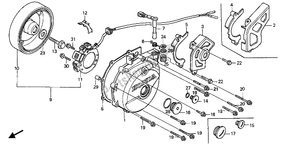 All parts for the Generator of the Honda XR 600R 1989