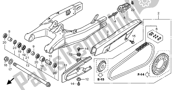 All parts for the Swingarm of the Honda CB 600 FA Hornet 2009